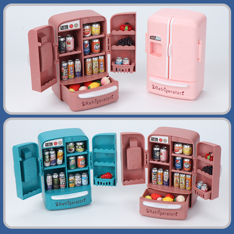 Baby Food Doll - ثلاجة مصغرة لطيفة بتصميم محاكي للأثاث،